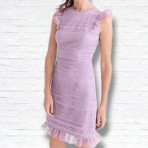 J.Crew mixed lace cap sleeve ruffle dress Lilac light purple size 0